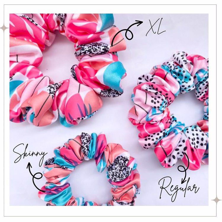 PASTEL Printed Satin Scrunchies.