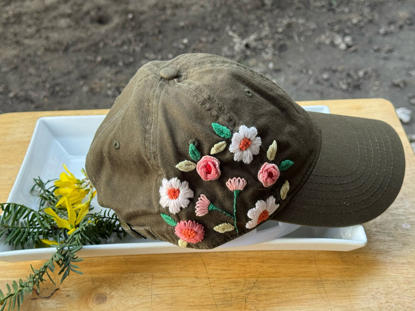 Orange Floral Olive green
