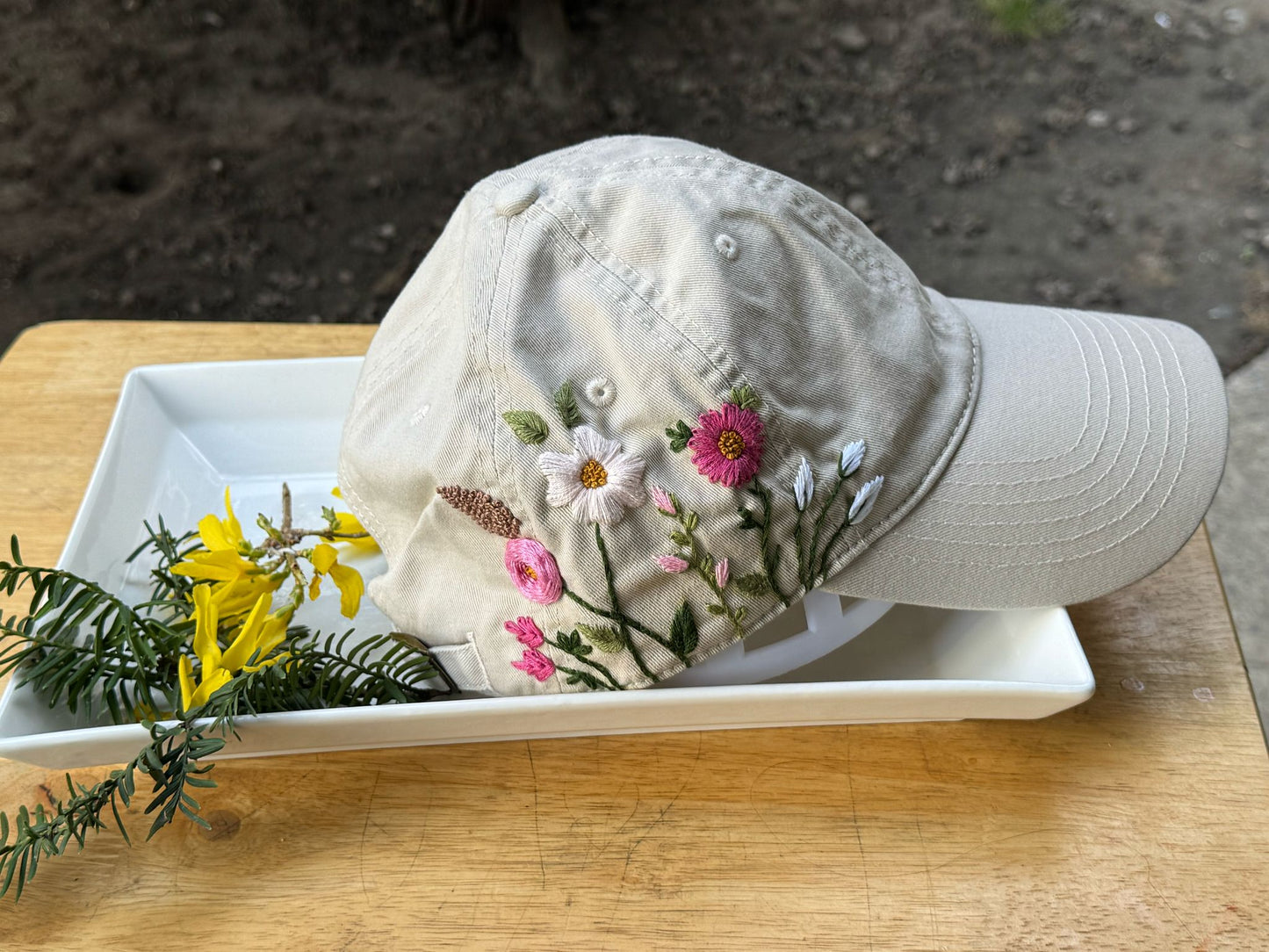Floral Pink Beige Hat