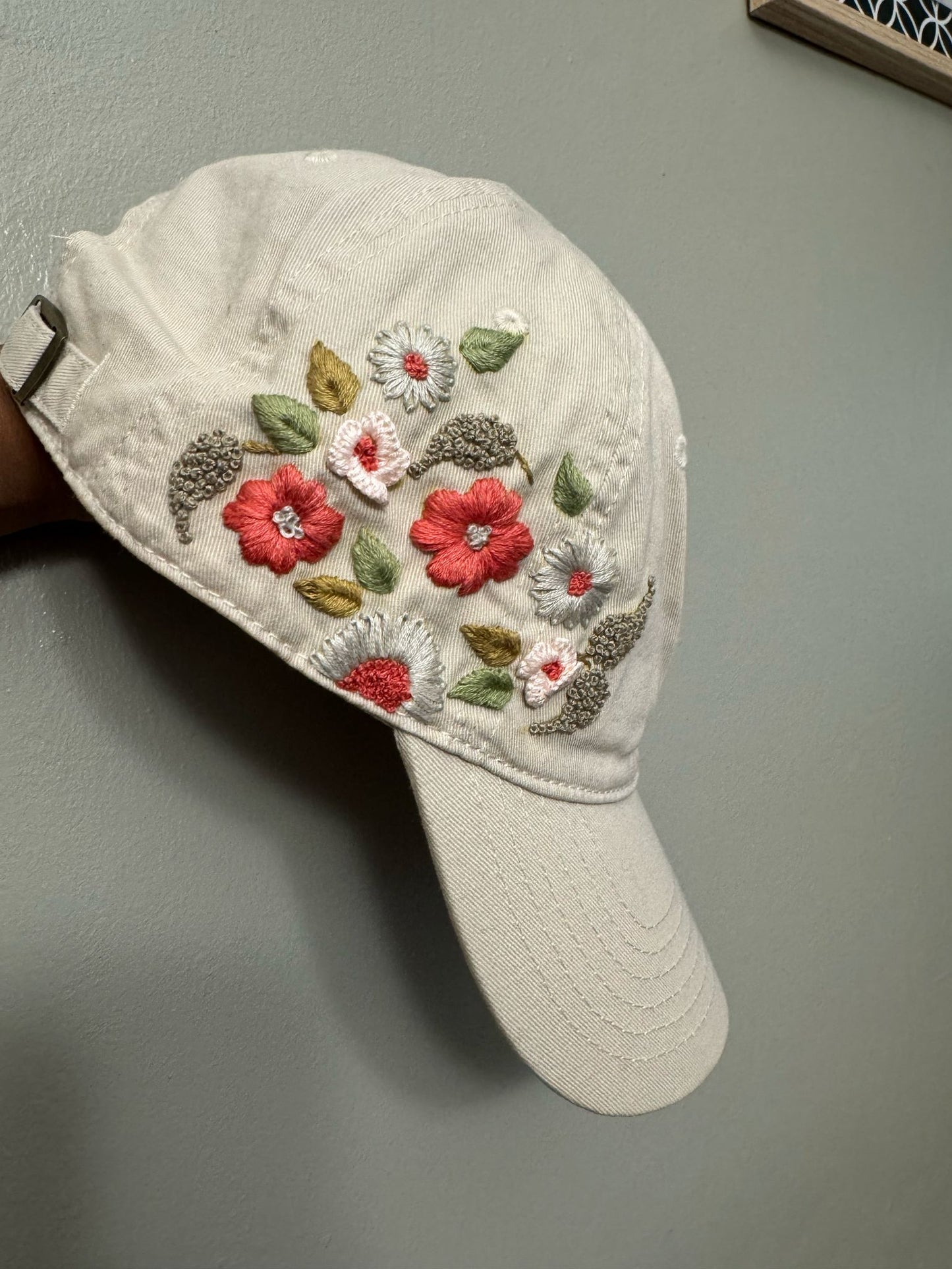 Peach Floral Beige Hat