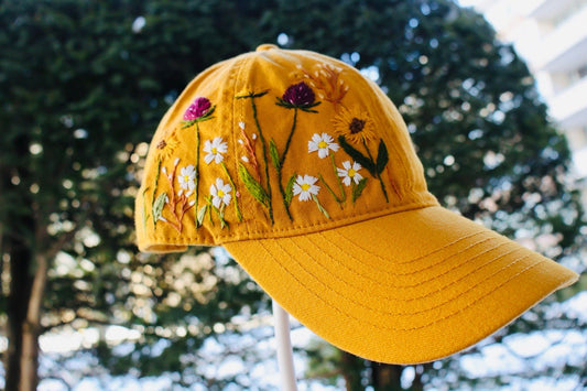 Mustard Floral Garden Hat