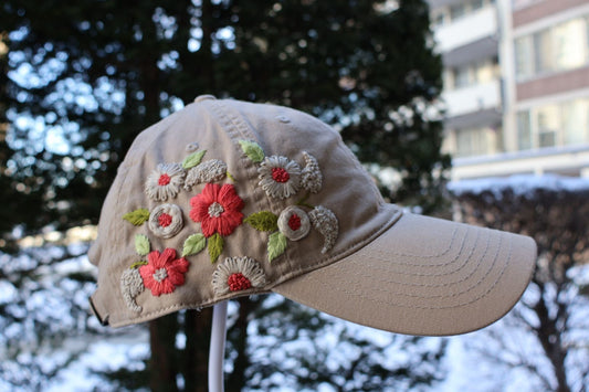 Peach  Floral-  Latte   Hat