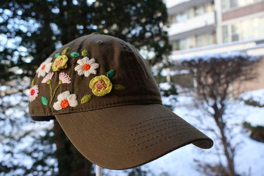 Green Floral Olive green Hat