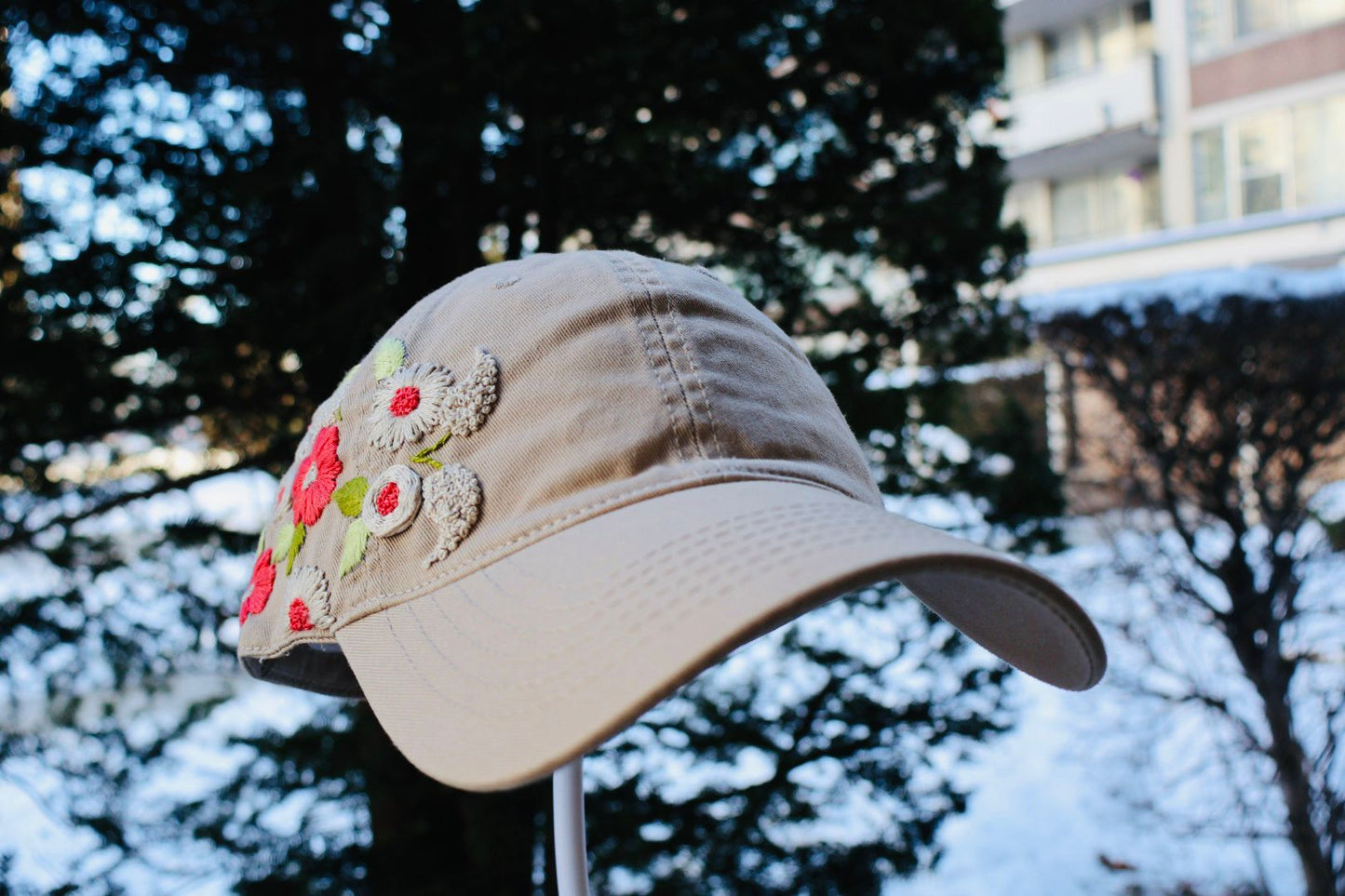 Peach  Floral-  Latte   Hat