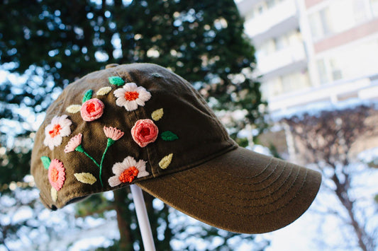 Orange Floral Olive green